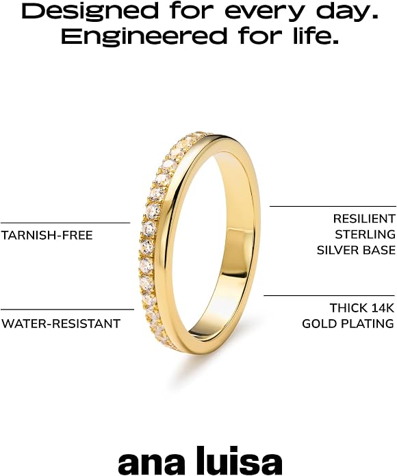 Ana Luisa Gold Rings for Women - 14K Gold Plated Rings for Women Non Tarnish - Trendy Stacking Ring for Daily Wear - Twisted, Heart, Eternity Ring Styles - Hypoallergenic & Water-Resistant Jewelry