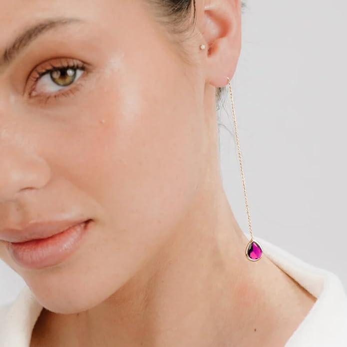 Ettika 18k Gold Plated, Silver Plated, Rhodium Plated Pull Through Threader Earrings. Threaders Minimalist Earring. Womens Jewelry Gifts