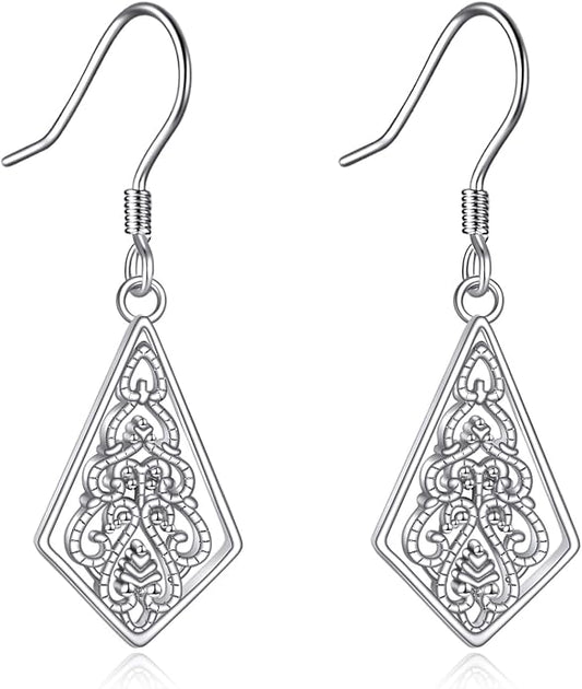 AOBOCO Abalone Shell Earrings for Women 925 Sterling Silver Airplane Celtic Knot Dangle Leverback Earrings Jewelry Mothers Day Birthday Gifts for Mom Friends