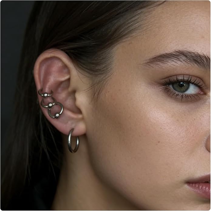 20G-2G ASTM F136 Titanium Septum Rings Nose Ring Hoops Circular Barbell Helix Snug Tragus Rook Daith Cartilage Earring Sneke Bites Lip Ring Hoop Smiley Piercing Jewelry for Women Men 6mm-19mm