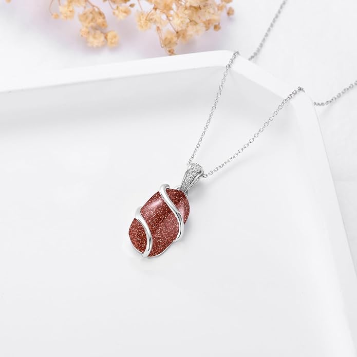 HPQQ Necklace for Women 925 Sterling Silver Dainty Gemstone Pendant Fine Jewelry Birthday Mothers Day Gifts for Mom Wife Her