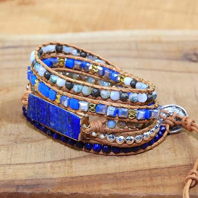 Women Wrap Bracelets Boho Natural Stone Jasper Turquoises Strand Bracelet Jewelry Collection