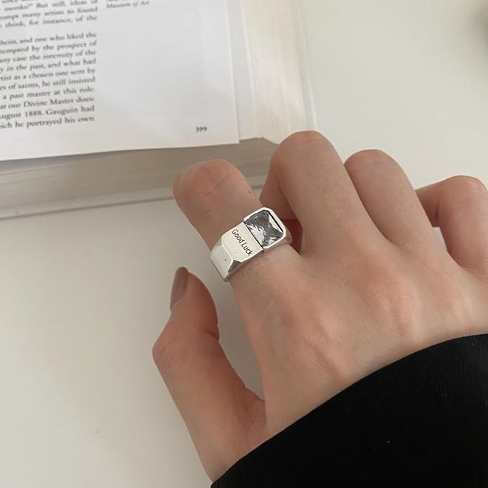 925 Sterling Silver Ring Minimalist Adjustable Rings Band Handmade Rings for Women Girls