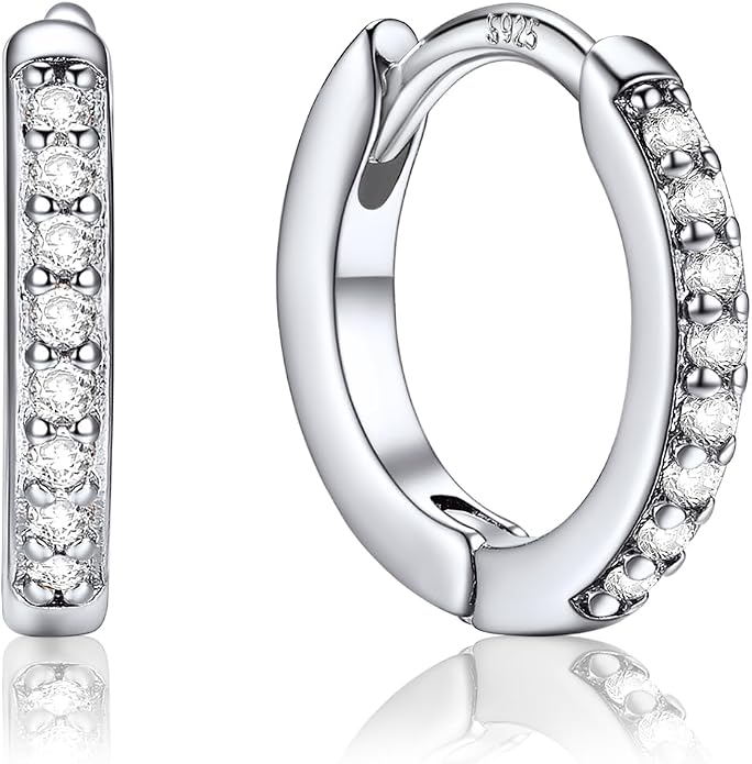PROSTEEL Hoop Earrings for Women, Huggie Hoop with 925 Sterling Silver Post, 8/10/12/14/16/18/20mm Small Huggie Hoops, 14K Gold Plated/Silver/Black/Rose Gold Hypoallergenic Earrings Jewelry