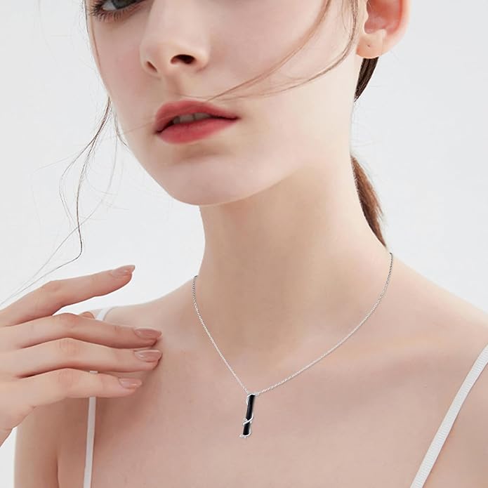Bar Opal Leaf Necklace For Women S925 Sterling Silver White Opal Pendant with Leaf Charm Bar Pendant Jewelry Gift For Mom Daughter Wife