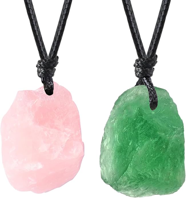 Natural Raw Crystal Necklace for Women Irregular Stone Necklaces Spiritual Gemstone Pendant with Adjustable Rope