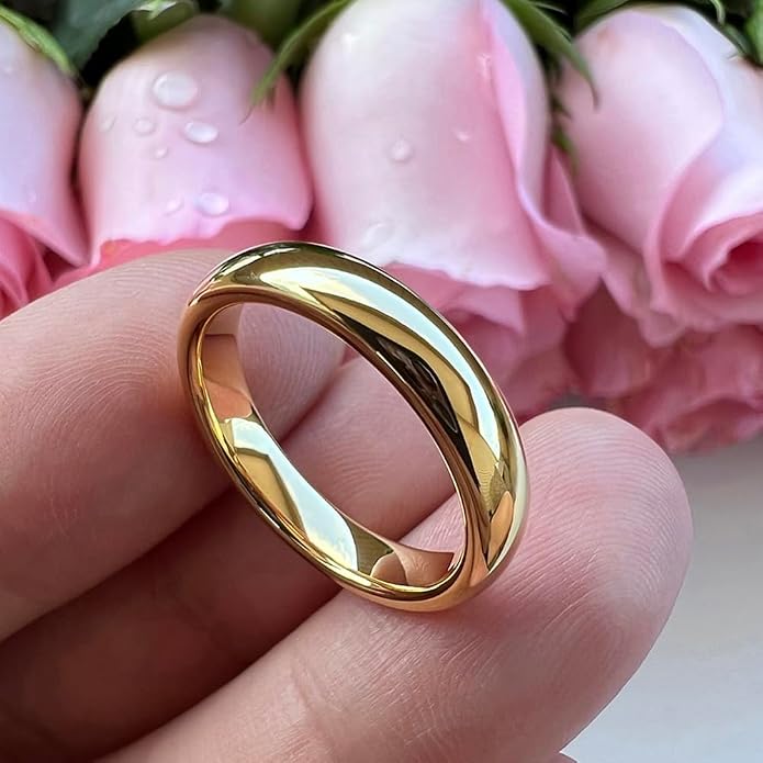 TUTISS 4mm 6mm 8mm 10mm Silver/Gold/White Tungsten Rings for Men Women Couple Fashion Jewelry Anniversary Engagement Wedding Bands Domed Polished I Love You Engraved Comfort Fit