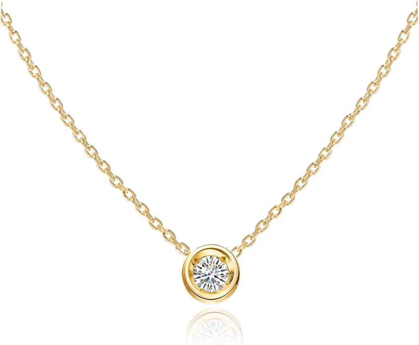 S.Leaf 18K Gold Plated Cubic Zirconia Choker Necklace for Women 925 Sterling Silver Layered Coin Moon Star Heart Circle Crystal Lariat Pendant Necklaces Gifts for Women Trendy