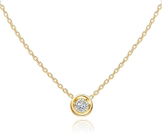 S.Leaf 18K Gold Plated Cubic Zirconia Choker Necklace for Women 925 Sterling Silver Layered Coin Moon Star Heart Circle Crystal Lariat Pendant Necklaces Gifts for Women Trendy