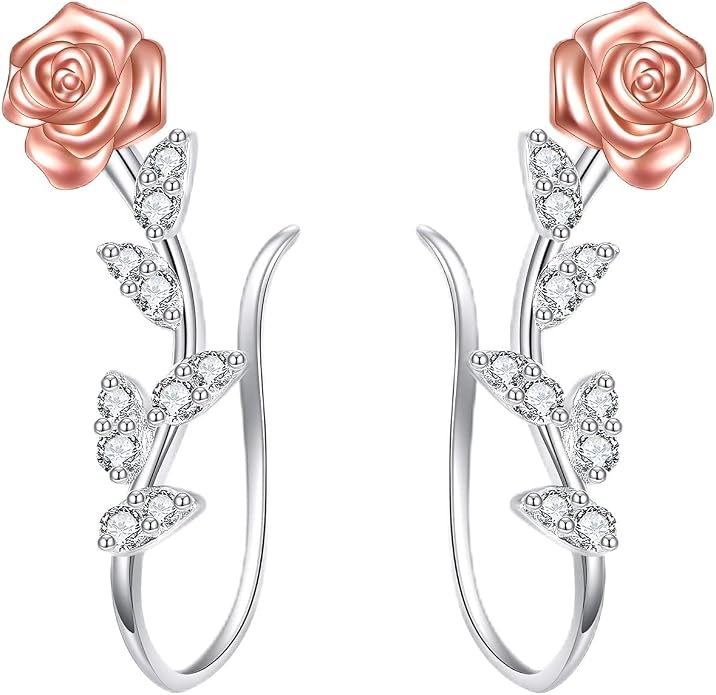 leaf/cherry blossom/purple orchid/celtic knot earrings Ear Climber Crawler Cuff Sterling Silver Wrap Earrings for Women