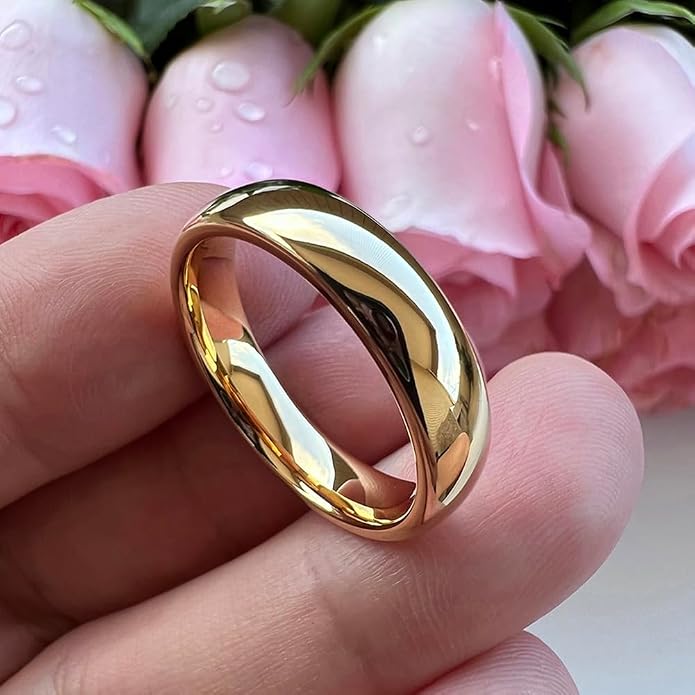 TUTISS 4mm 6mm 8mm 10mm Silver/Gold/White Tungsten Rings for Men Women Couple Fashion Jewelry Anniversary Engagement Wedding Bands Domed Polished I Love You Engraved Comfort Fit