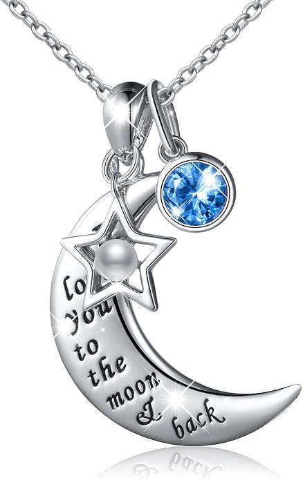 S925 Sterling Silver Cat Panda Bear Moon Pendant Necklace I love You To The Moon and Back Jewelry Gift