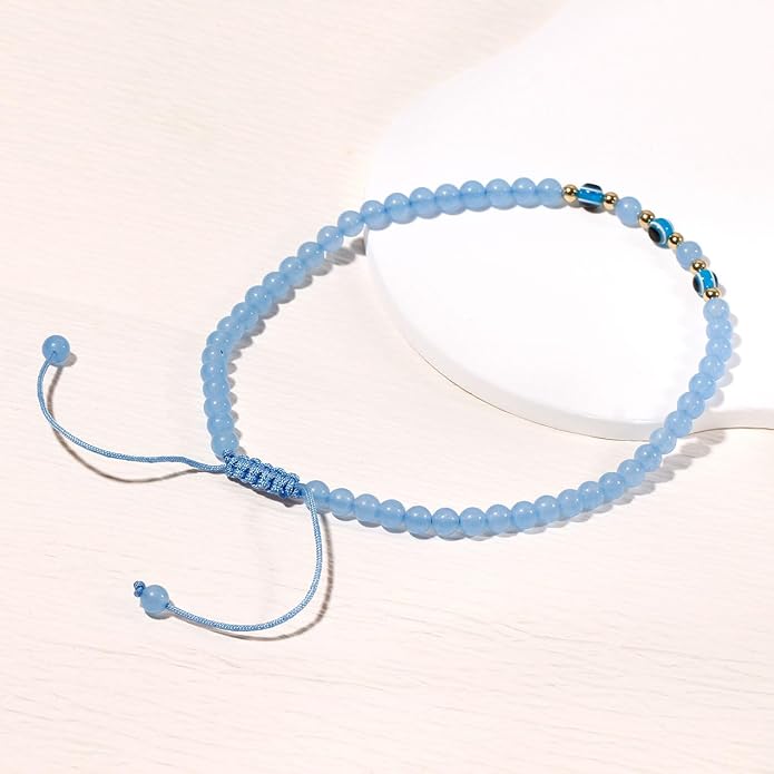 Evil Eye Ankle Bracelets for Women Beads Anklets Beach Accessiory Gemstone Healing Crystal Adjustable