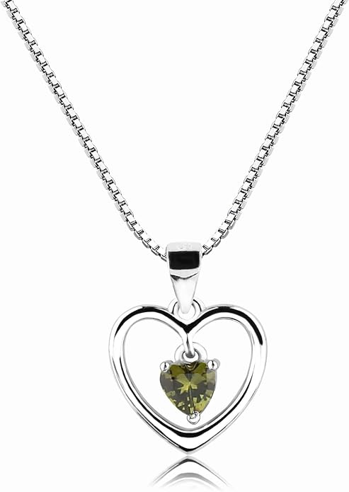 Cherished Moments Girl's .925 Sterling Silver "Dancing Heart" Simulated Birthstone Necklace