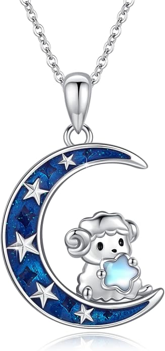 TRISHULA Crescent Moon Necklace 925 Sterling Silver Eye of Horus Animal Moon Pendant with Heart Crystal Birthday Jewelry Gift for Women Christmas Gifts for Her