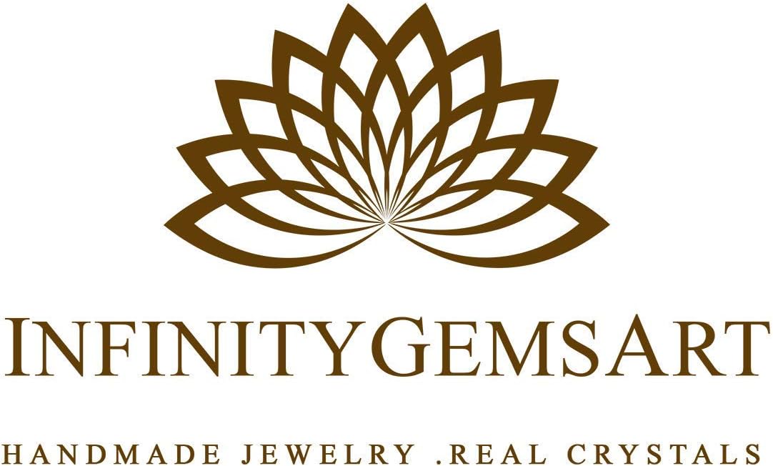 InfinityGemsArt Gemstone Gold Necklace For Women, Birthstone Natural Crystal Stone With Freshwater Pearl Beaded Jewelry, Gold Plated 18 Inch Chain