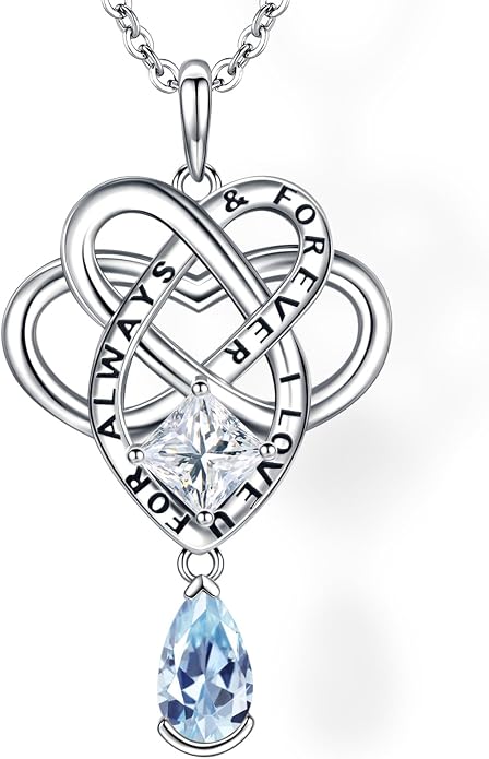 Birthstone Necklace for women Celtic Jewelry Trinity Necklace Pendant 925 Sterling Silver Necklace Birthday Valentines Gift for Her Cable Length 18"