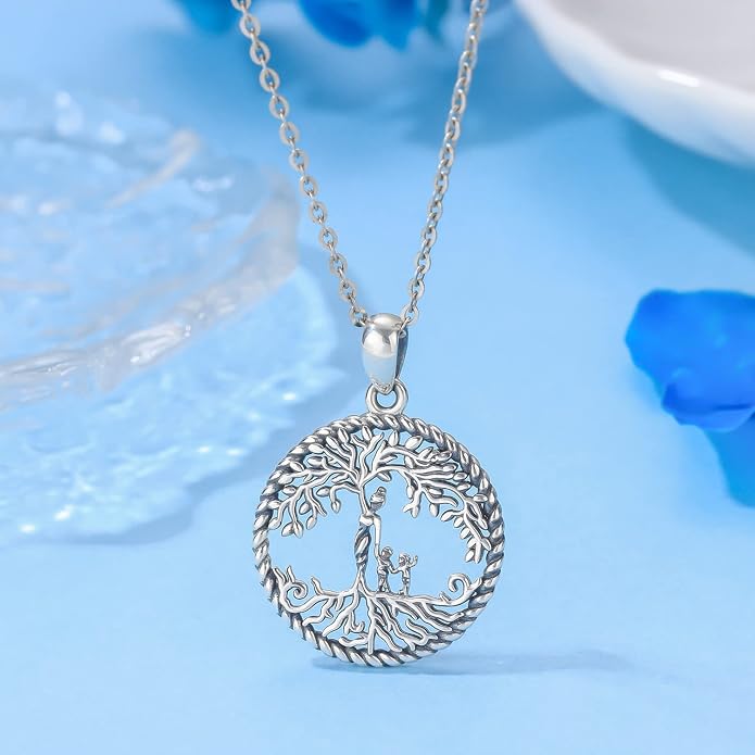 Odinstone Tree of Life Necklace, Sterling Silver Pendant for Women Family Tree Necklaces Jewelry for Mom/Wife/Grandma(With Fine Gift Box)