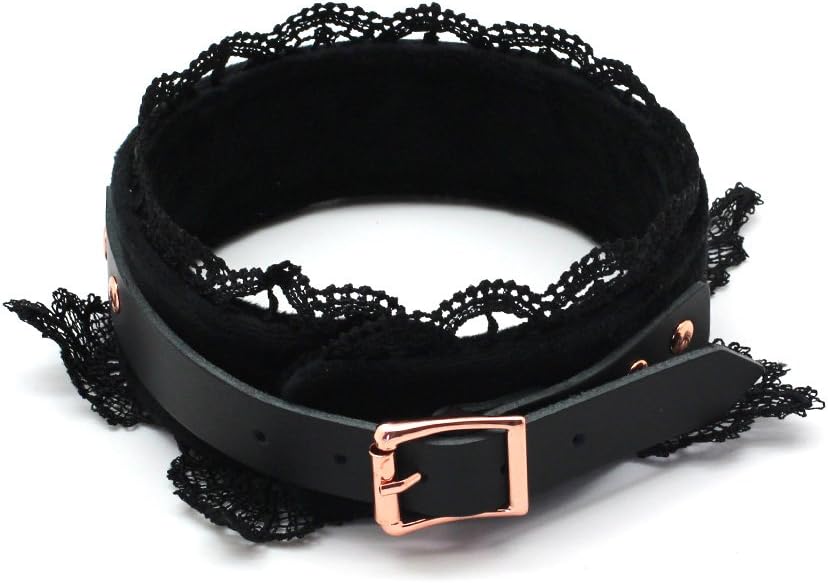 SMspade Leather Choker Collar Black Lace Chokers Set for Men Women Girls