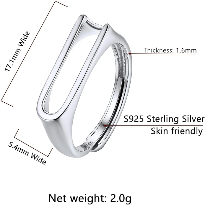 SILVERCUTE 925 Sterling Silver Initial Rings for Women,Adjustable Capital Letter Ring Hypoallergenic,Minimalist 925 Silver Rings for Mother Daughter