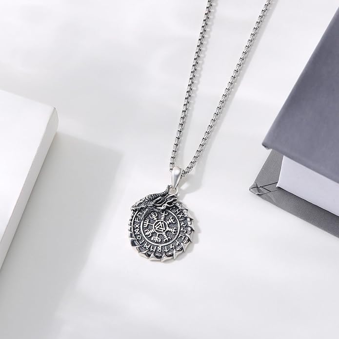 Viking Necklace for Men 925 Sterling Silver Nordic Viking Necklace Viking Amulet Jewelry Gifts for Men Women
