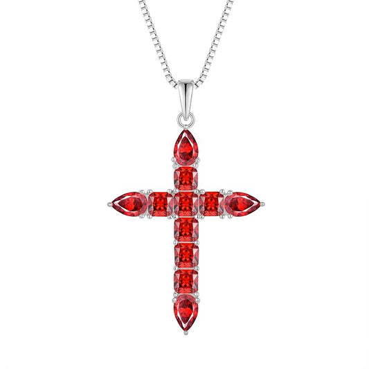 STARCHENIE 925 Sterling Silver Cross Necklace for Women Birthstone Jewelry | 925 Sterling Silver Crucifix Pendant, Birthstone Jewelry, Christian Religious Gift for Her