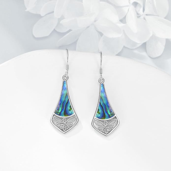 Abalone Shell Dangle Drop Earrings for Women 925 Sterling Silver Filigree Bohemian Earrings Jewelry Gift