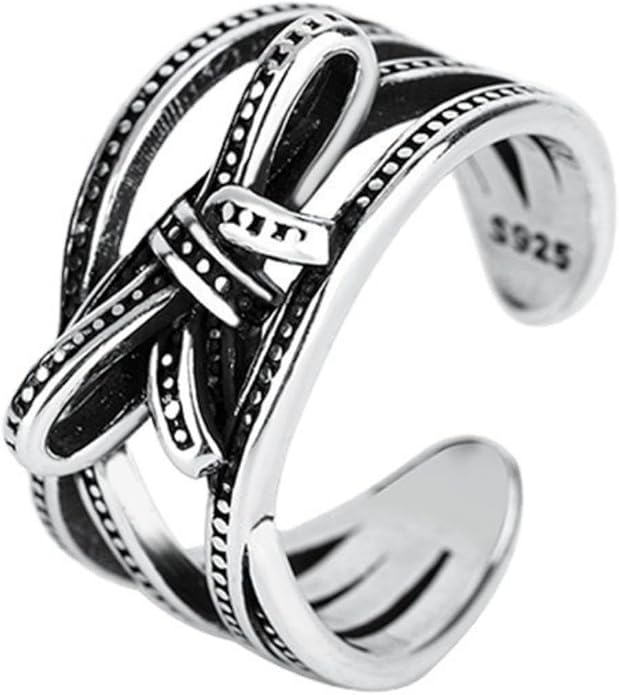 925 Sterling Silver Ring Minimalist Adjustable Rings Band Handmade Rings for Women Girls