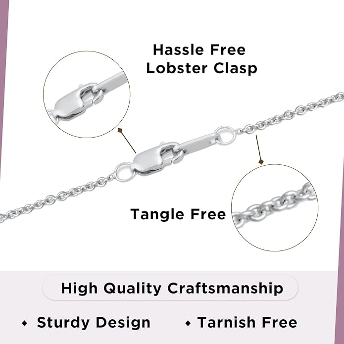 Jewelili Sterling Silver Drop Pendant Necklace | Black and White Round Diamonds | 18" Rolo Chain| Gift Box Included | Timeless Fashion Jewelry