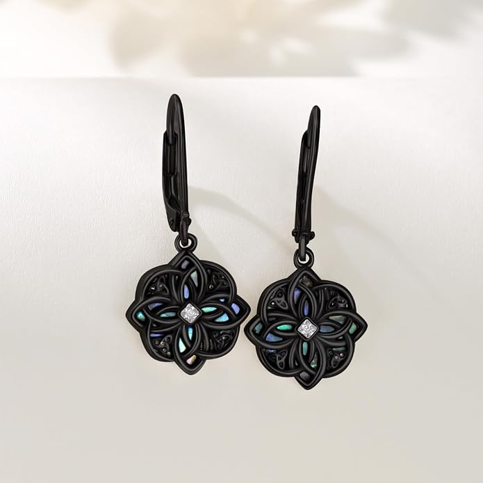 Celtic Knot Earrings 925 Sterling Silver Abalone Drop Dangle Celtic Earrings Gifts for Women