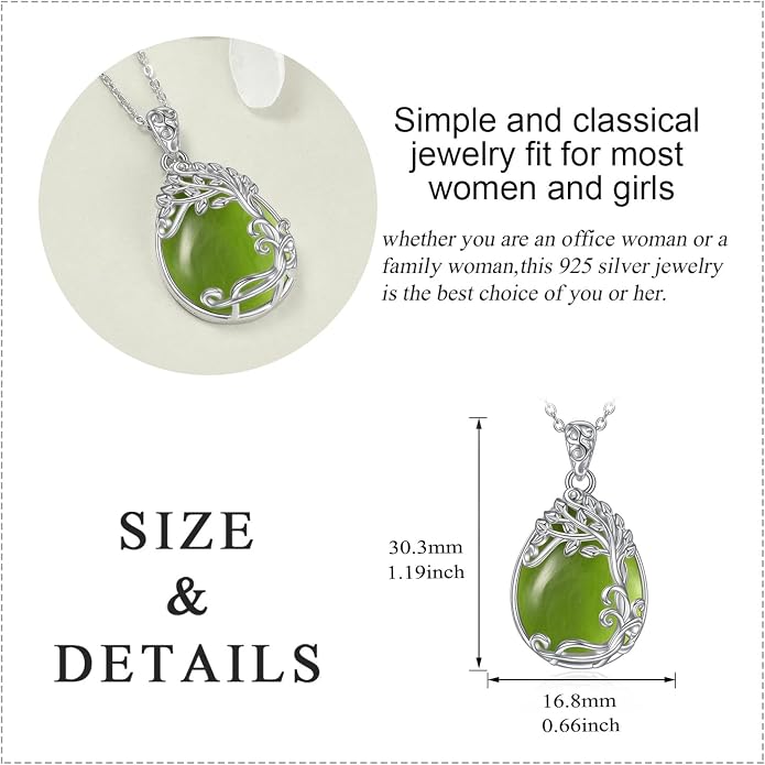 YAFEINI 925 Sterling Silver Moonstone Necklace Filigree Teardrop Pendant Necklace Jewelry for Women Girls
