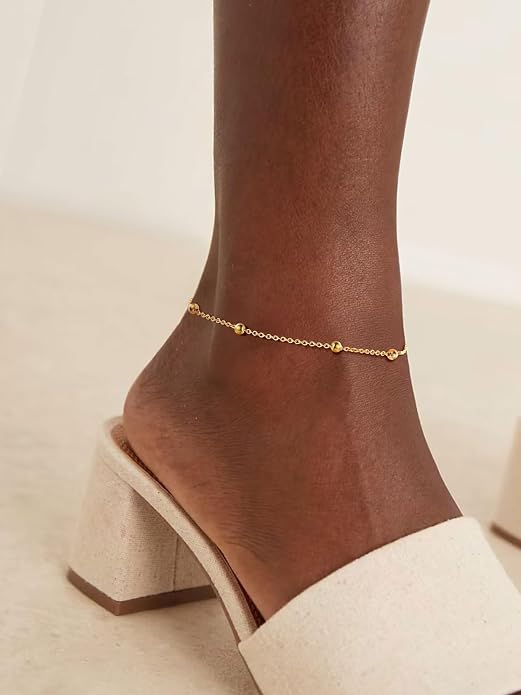 ChainsPro Anklets for Women Waterproof, Adjustable Stainless Steel/ Sterling Silver/14K Gold Plated Ankle Bracelets for Women, Non Tarnish Layered Anklets Beach Jewelry Gifts for Swimming & Daily Wear (Send Gift Box)