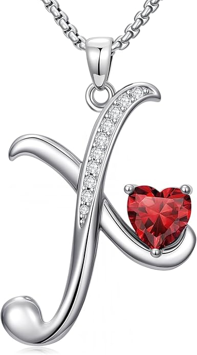 Birthday Gifts for Women Alphabet A to Z Initial Birthstone Pendant Necklaces for Women - 18k White Gold Plated Personalized Name Jewelry Anniversary Graduation Gifts for Wife Her Daughter Girlfriend(with Gift Box)