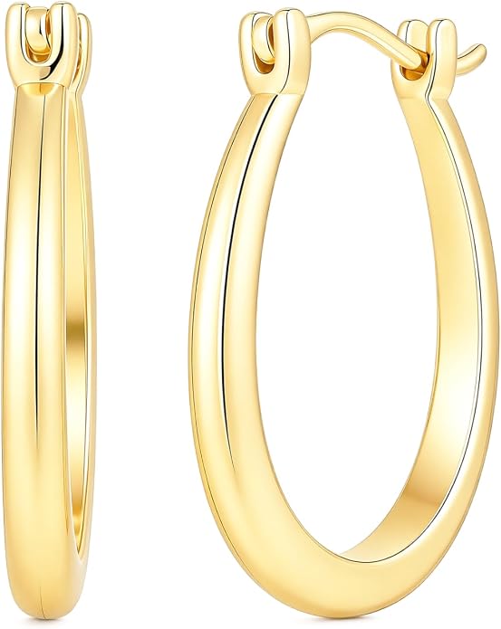 14K Gold Hoop Earrings for Women Modern U-Shaped Design Comfortable Wear Hypoallergenic Fashion Jewelry Multiple Sizes 17/25/30/35mm