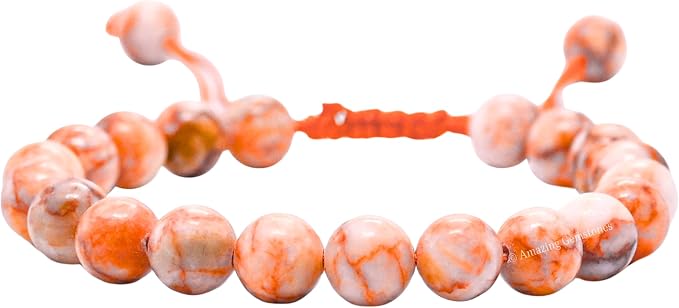 Amazing Gemstone Red Picasso Jasper Bracelet for Women Men's Gifts - Protection Healing Crystal Bracelet - 8mm Gemstone Beaded Adjustable Bracelet Pulseras para Hombres Mujer Stocking Stuffers