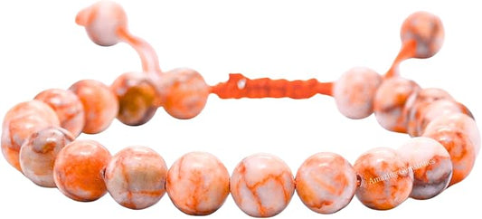 Amazing Gemstone Red Picasso Jasper Bracelet for Women Men's Gifts - Protection Healing Crystal Bracelet - 8mm Gemstone Beaded Adjustable Bracelet Pulseras para Hombres Mujer Stocking Stuffers