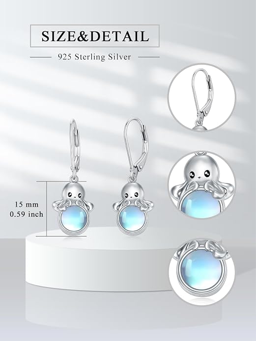 Dorunmo Moonstone Dangle Drop Earrings s925 Sterling Silver Leverback Earrings Filigree Moonstone Jewelry Birthday Gifts for Women