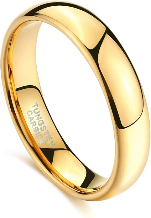 TRUMIUM 2mm 4mm 6mm 8mm Tungsten Wedding Band Ring for Men Women Silver/Rose Gold Plated/Rainbow/Gold Plated Domed High Polish Engagement Promise Rings Comfort Fit 4-15