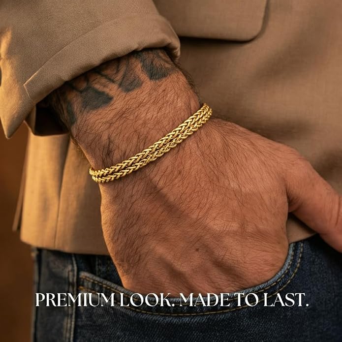 Galis Mens Bracelet - Stainless Steel, Non Tarnish Rope Chain Bracelets, Stylish Fathers Day Gift for Dad, Husband, Boyfriend.