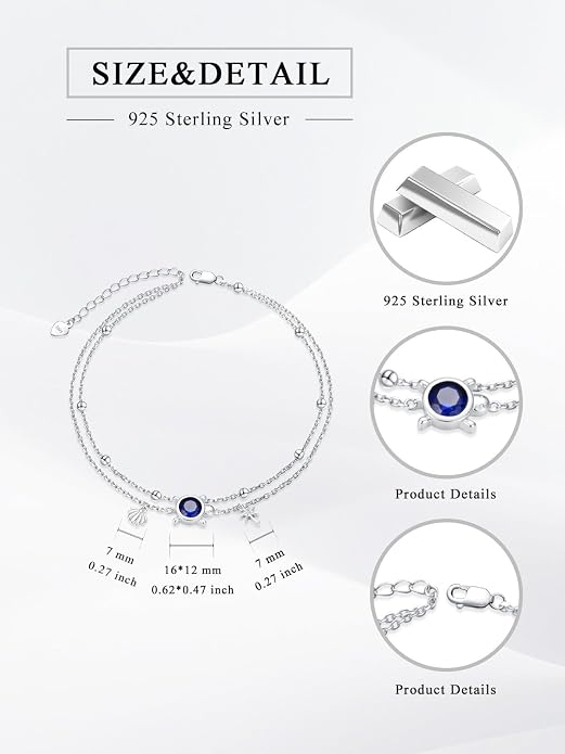 Dorunmo 925 Sterling Silver Anklet Bracelet Mother’s Day Birthday Jewelry Gifts for Women Wife Girlfriend Mom Her