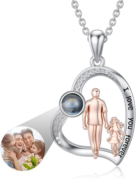 PROESS S925 Sterling Silver Daughter Heart Pendant Necklace from Dad Mom I Love You Forever Jewelry