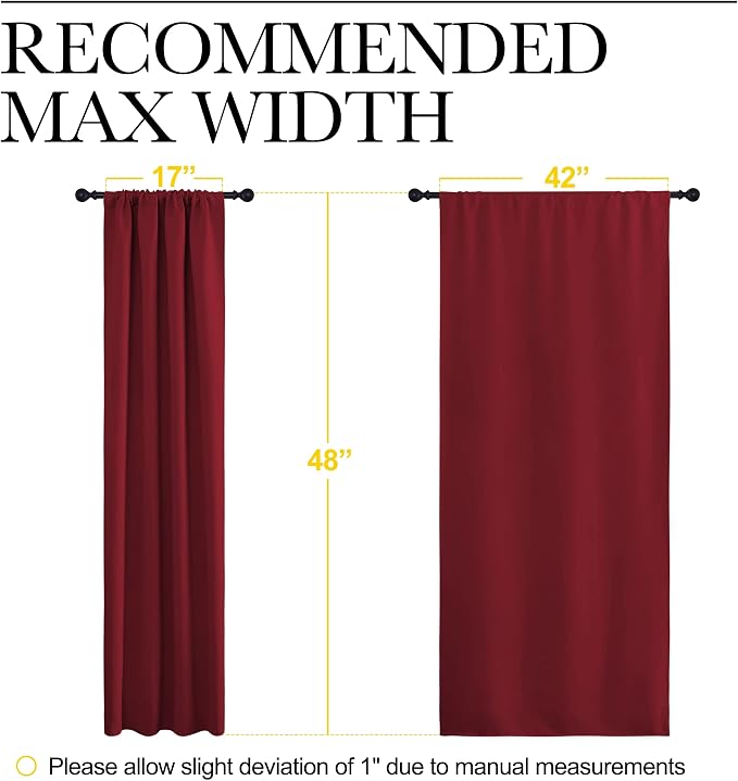 NICETOWN Burgundy Curtains Blackout Drape Panels - Lights Block Out Window Treatment Curtain Sets for Home Decoration on Christmas & Thanksgiving Day (Set of 2 Panels, 42 by 48-Inch)