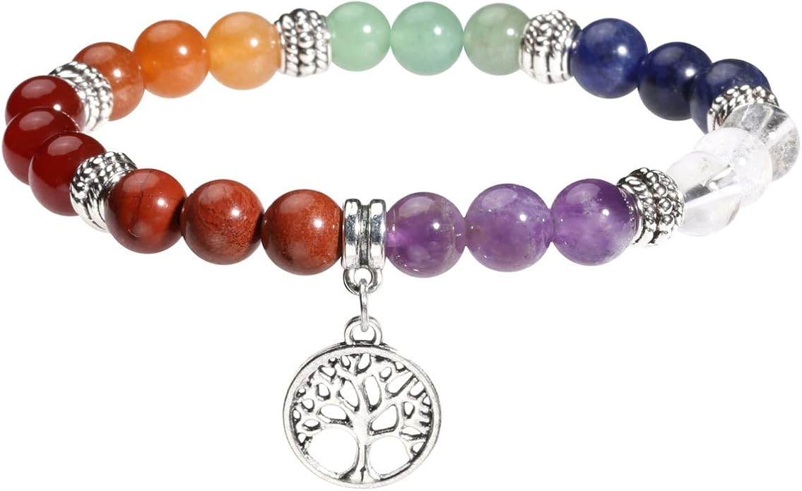 Eigso 7 Chakra Diffuser Bracelets Set for Women Men Reiki Healing Meditation Lava Rock Stone Beads