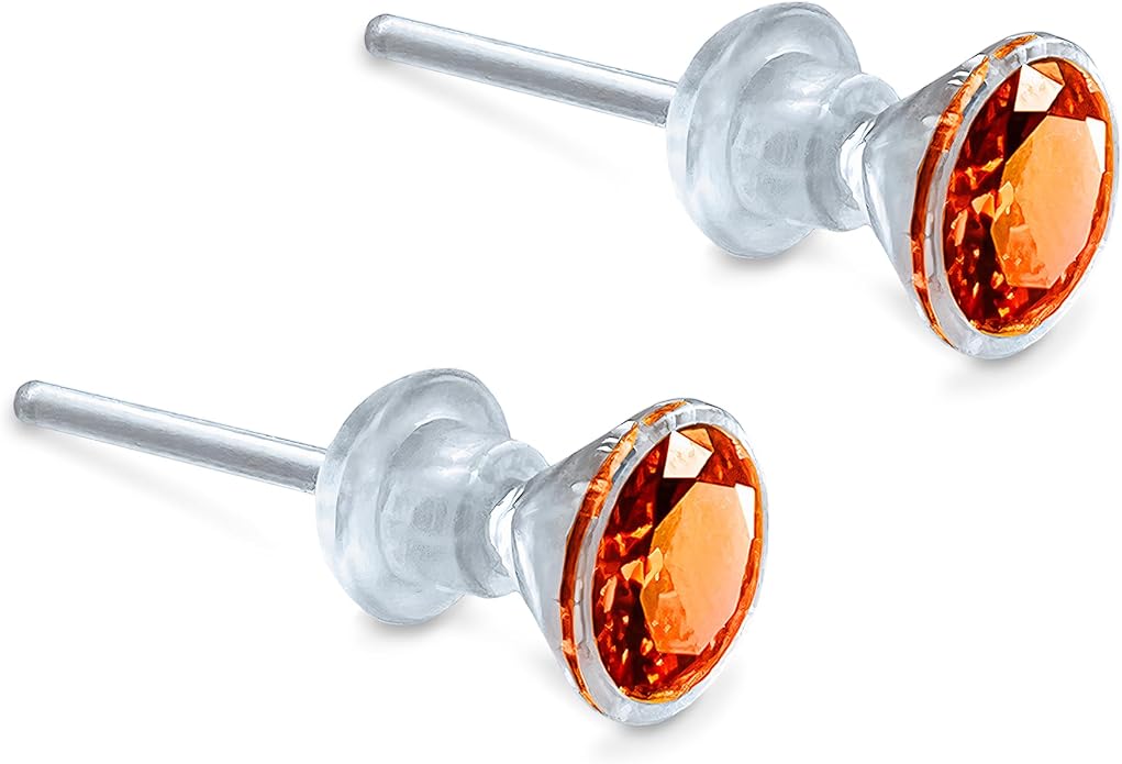 Medical Grade Plastic Earrings for Sensitive Ears, Nickel Free, Hypoallergenic Earrings for Girls and Women, Comfortable, Lightweight and Metal Free Cubic Zirconia