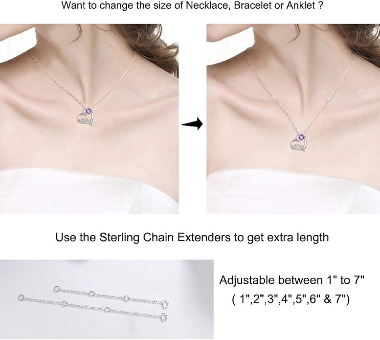 Dorella Sterling Silver Necklace Extenders Chain Set of 2 Pcs Pack 2" and 5" or 3" and 4" - Solid 925 Sterling Silver Fine Chain Dainty Durable Adjustable