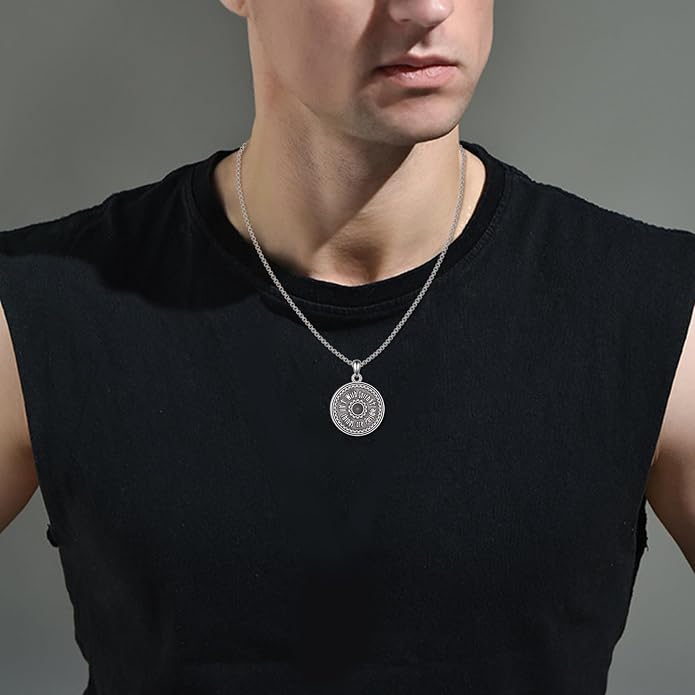 POPLYKE Faith/Sword/Mustard Seed/Horse/Wolf/Thor's Hammer/Viking/Devil Eyes Snake Sterling Silver Necklace for Men Jewelry Birthday Gifts