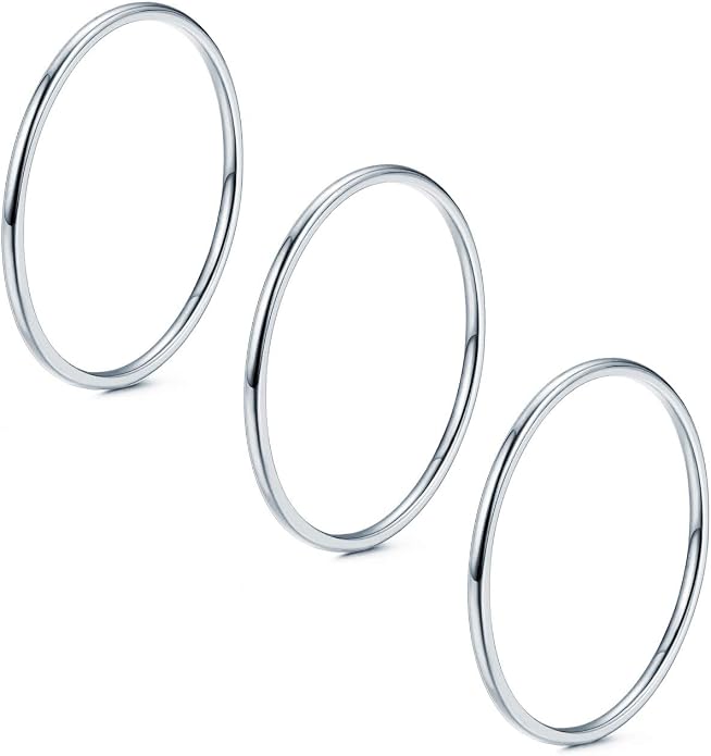 NOKMIT 1mm 14K Gold Filled Rings for Women Girls Thin Gold Ring Dainty Cute Stacking Stackable Thumb Pinky Band Non Tarnish Comfort Fit Size 4 to 11 1PC/2PCS/3PCS