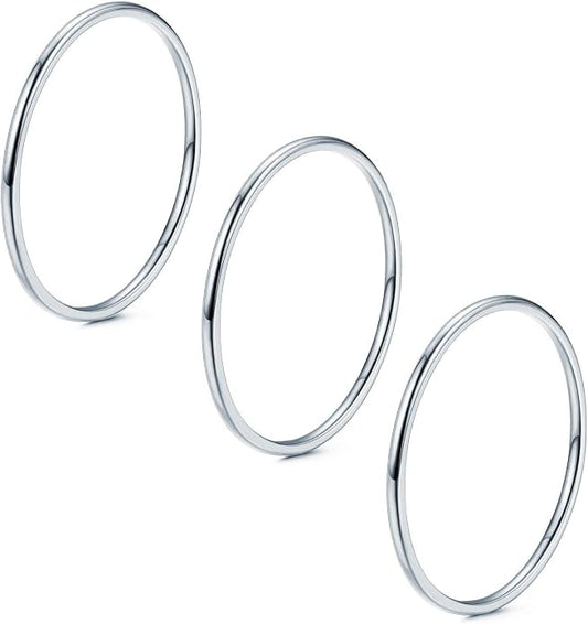 NOKMIT 1mm 14K Gold Filled Rings for Women Girls Thin Gold Ring Dainty Cute Stacking Stackable Thumb Pinky Band Non Tarnish Comfort Fit Size 4 to 11 1PC/2PCS/3PCS