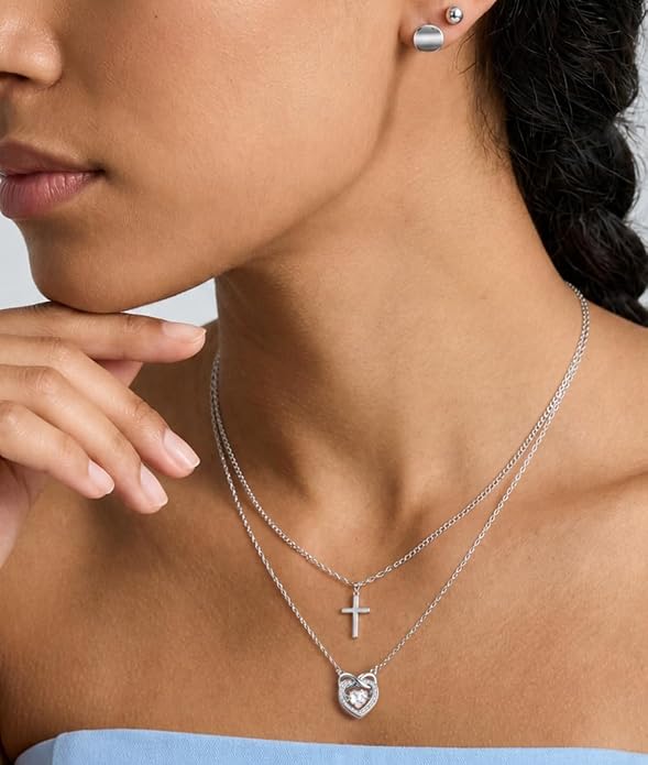 Trendy Dainty Infinity Birthstone Necklace, Dancing Heart 18K White Gold Plated 925 Sterling Silver Heart Necklace, Romantic Love Jewelry Graduation Gifts for Women Her