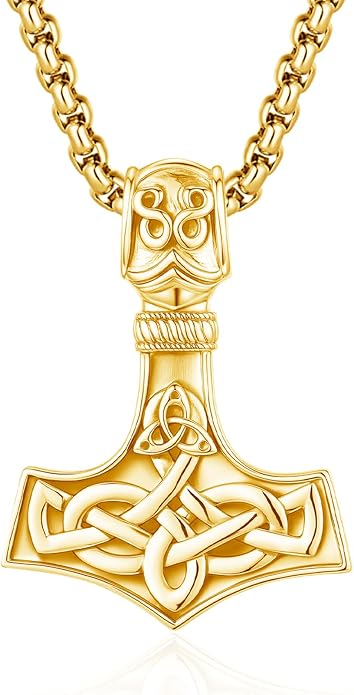 Thor Hammer Necklace for Women Men, S925 Sterling Silver Viking Mjolnir Necklace Pendant with Corlorful Opal Norse Runes Amulet Jewelry Gift
